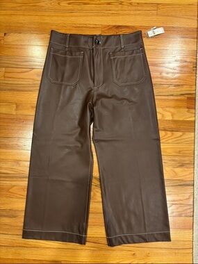 Maeve Chocolate Brown Faux Leather Wide-Leg Colette collection